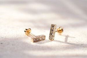 Stick Diamond Pierced Earrings