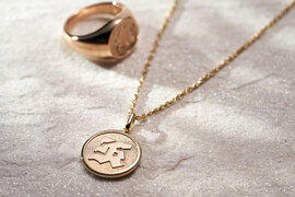 14K YG Signet Coin Pendant