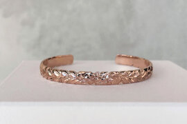 14K PG 6mm Open Bangle