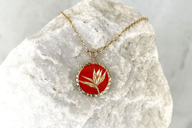 ・Coin pendant・Hawaiian Enamel Pendant ・The bird of paradise