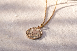 14K YG Signet Coin Pendant